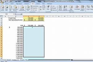 Excel Cvp Creating A Data Table Youtube
