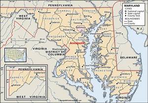 Labeled Map Of Maryland With States Capital Cities