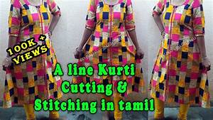 A Line Kurti Cutting And Stitching In Tamil Simple Method Front Open