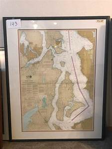 Lot 143 Large Framed Noaa Charts Quot Puget Sound Shilshole Bay To