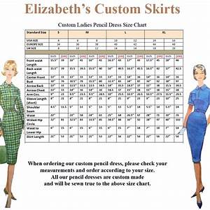 Custom Ladies Pencil Dress Size Chart Elizabeth 39 S Custom Skirts