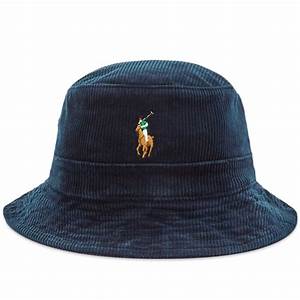 Polo Ralph Classic Corduroy Bucket Hat Hunter Navy End Uk