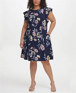  Howard Plus Size Floral Print Flutter Sleeve Dress Macy 39 S