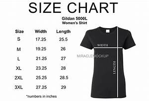 Size Chart Gildan 5000l Mock Up Shirt White Background Ladies Etsy Canada