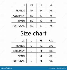 size table size chart illustration different sizes stock vector