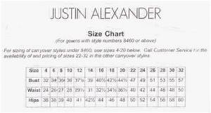 justin alexander size chart