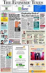 Newspaper The Economic Times India Newspapers In India Monday 39 S