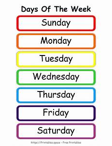 Simple Colorful Days Of The Week Chart Free Printables