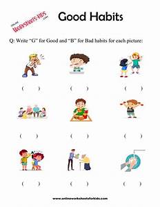 Good Habits Vs Bad Habits Worksheet For Grade 1 7