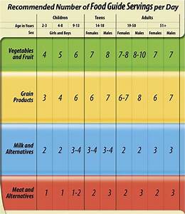 Canada 39 S Food Guide Recommended Number Of Food Guide Servings Per Day