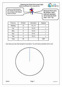 Draw A Pie Chart Statistics Handling Data Maths Worksheets For Year
