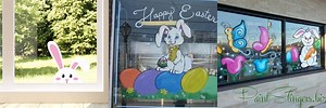 Window Painting with Easter Bunny and Eggs