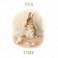 Bunny Drinking Tea Clip Art