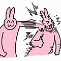 Bunny with Pink Mouth Meme Cartoon