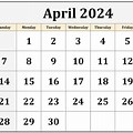 Calendar for April