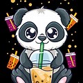 Cute Panda Drinking Boba Tea