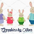 Easter Bunny Family of 3 Clip Art