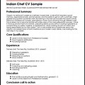 Indian Restaurant Chef CV