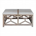 Limestone and Wood Square Table