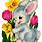 Easter Bunny with Flowers Clip Art