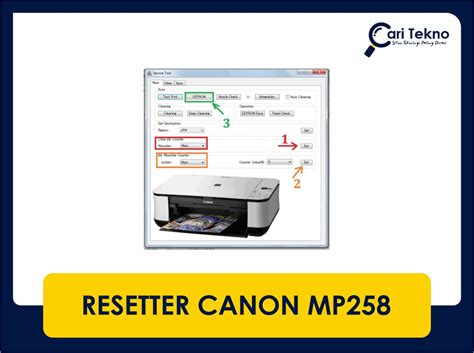 Canon MP258 resetter menggunakan software resetter