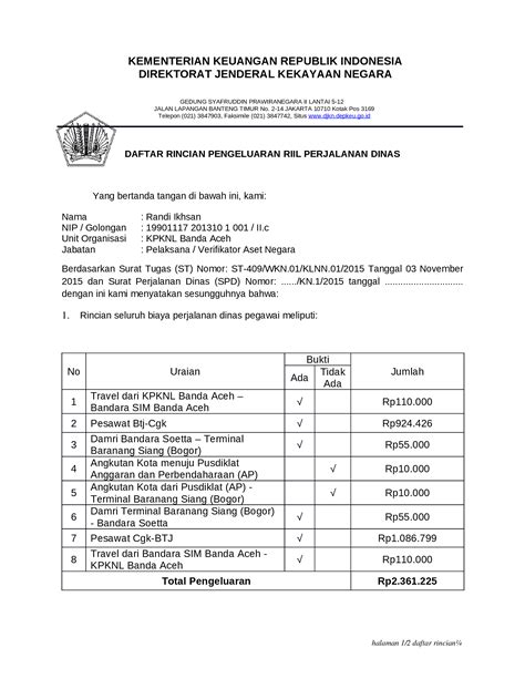 Daftar pengeluaran