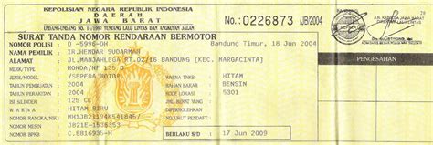 Dokumen STNK Motor Indonesia