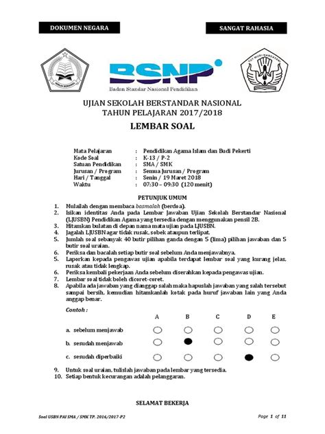 Format Soal Ujian Nasional SD
