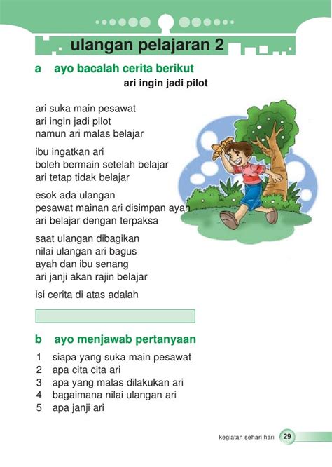 Kegiatan Belajar Baca Cerita Pendek SD Kelas 2 Indonesia