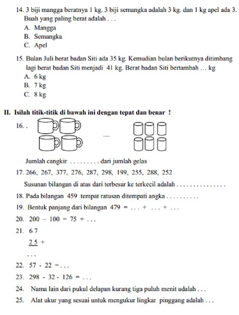 Latihan Soal Matematika Kelas 2 Semester 2