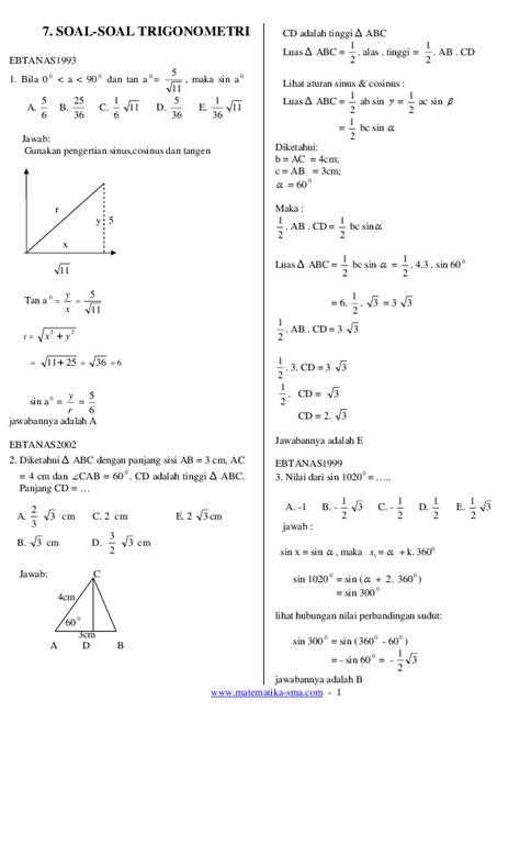 Latihan Soal Matematika Trigonometri Kelas 11