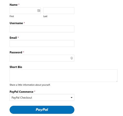 Formulir pendaftaran PayPal