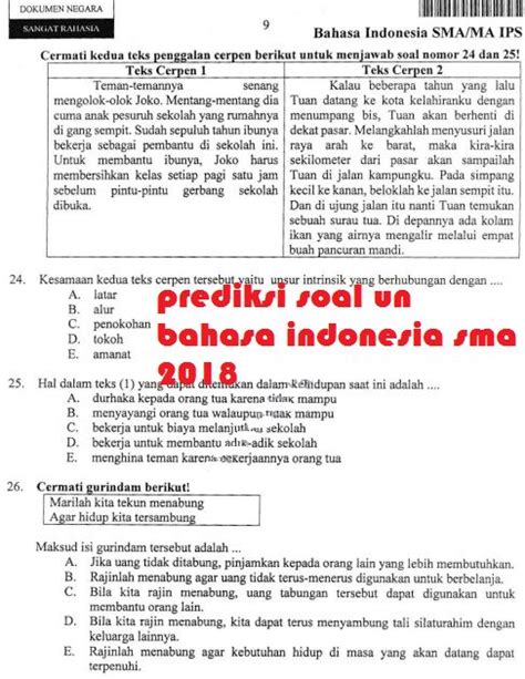 Pola Soal UN Bahasa Indonesia