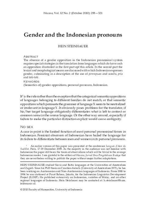 Pronouns and gender diversity in Indonesia