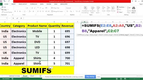 SUMIF excel Indonesia