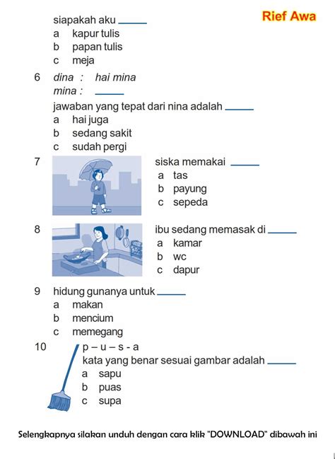 Soal Pilihan Ganda Bahasa Indonesia kelas 2 SD Semester 2