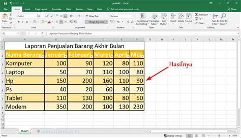 Tabel Sederhana di Excel