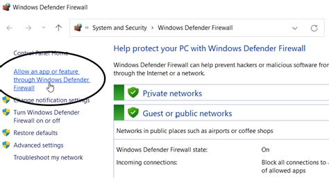 Windows Defender Firewall Allow App