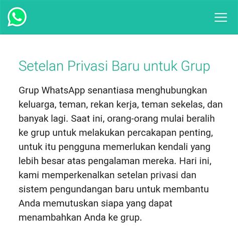 Fitur pengaturan privasi WhatsApp