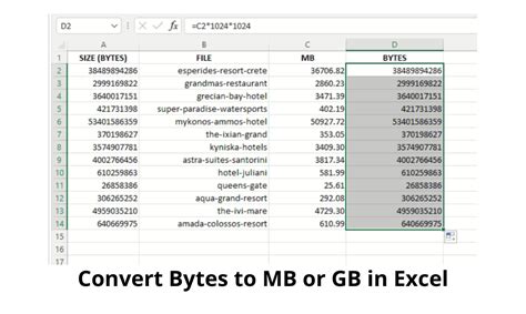 kb to gb excel