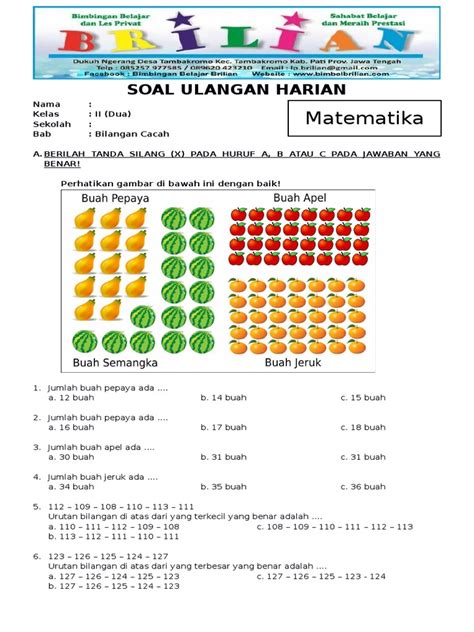 materi soal kelas 2 sd