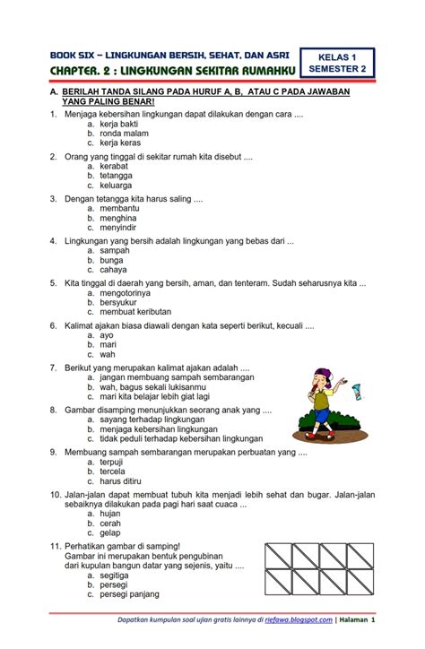 Contoh Soal Bahasa Indonesia pada SBdP Kelas 2 Semester 1