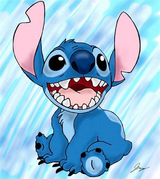 Portrait Of Stitch, The Blue Alien From Disney's Lilo & Stitch, With Big Eyes, Sharp Teeth, And A Mischievous Expression. Celebrate With A Stitch: Over 20 Gorgeous Sewing Stitching And Embroidery Projects For Every Occasion