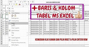 cara menambahkan kolom di excel