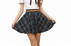 skirt tartan plaid pleated uniform mini school women