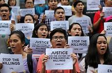 killings philippines extrajudicial duterte activists judicial filipino protest justice rally war tagging terror pnp investigates president suspects slogans drugs gains