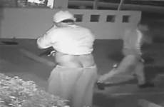 bandit butt crack bad manhunt mooning filmed gunpoint robbing criminal couple nose sg