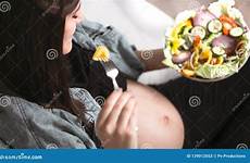 vegetable pregnant salad eating woman young healthy preview
