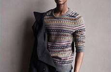 abercrombie fitch campaign men fall winter mens sweater ty wears crewneck patterned ogunkoya style