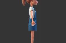 cartoon 3d girl model rigged character models little girls teen characters turbosquid cute face